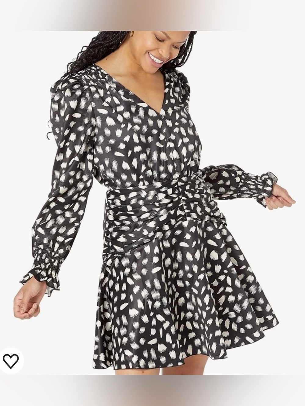 Little Mistress New w Tags Black + White Polka Dot Long Sleeve Dress Large 14